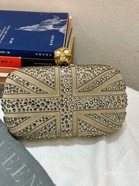 Alexander McQueen Gold Crystal Union Jack Clutch